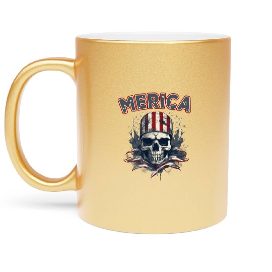 USA Independence Day 4th of July Labor Day Metallic Mugs