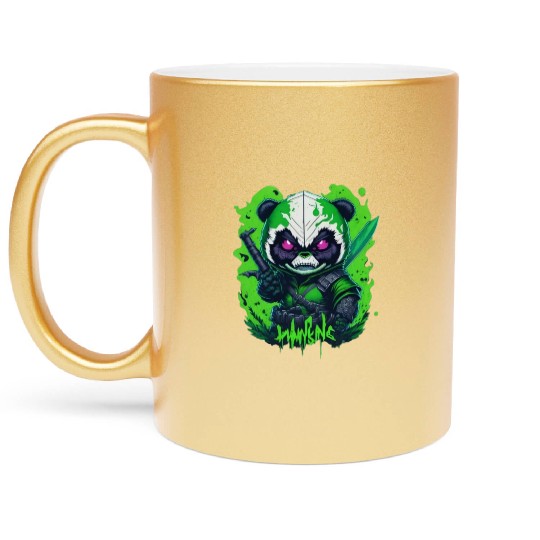 Neon Ninja Panda: A Dark Magic Metallic Mugs