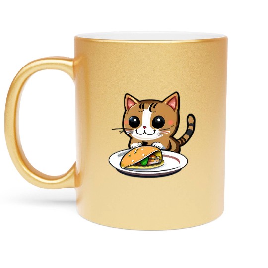 Cute Cat and Taco: A Playful Combination for Your Metallic Mugs