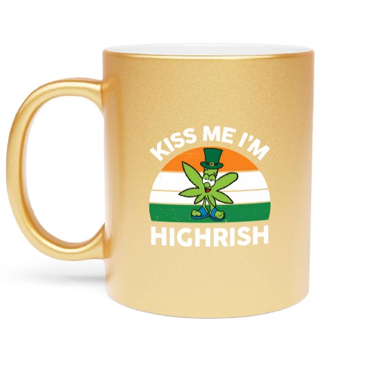 St Patricks Day Kiss Me Im Highrish Marijuana Metallic Mugs