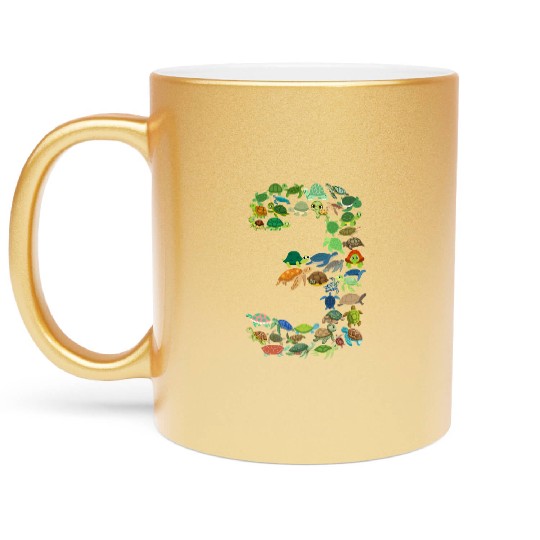 3rd Birthday Sea Turtle Tortoise Theme 3 Year Old Metallic Mugs