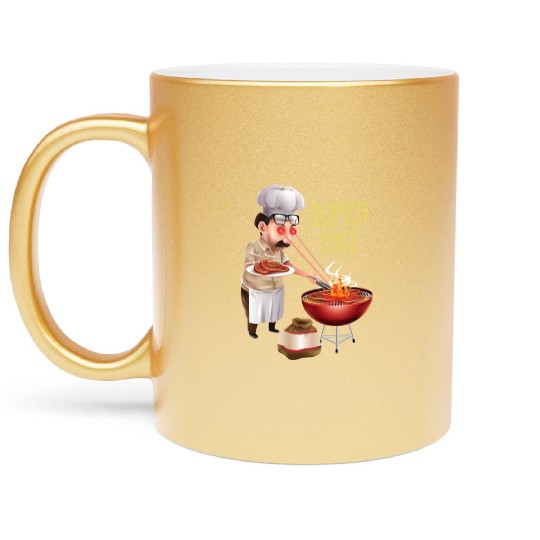 Super Dad Cookout Illustration Super Hero Metallic Mugs