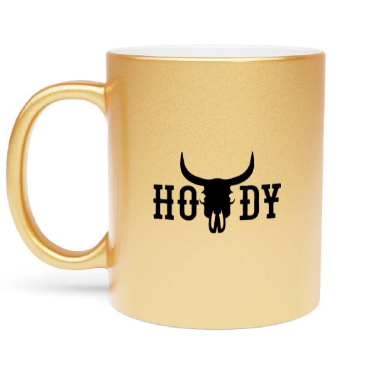 Howdy Cow Skull Western Cowboy Cowgirl Rodeo Howdy Metallic Mugs