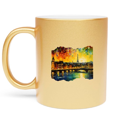 Starry Night over Paris Van Gogh Eiffel Tower Metallic Mugs