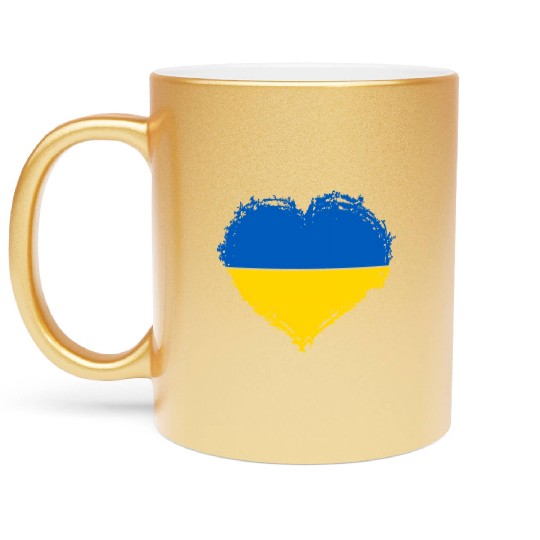 Ukraine Pride Feel Ukrainian Flag Colors Peace Metallic Mugs