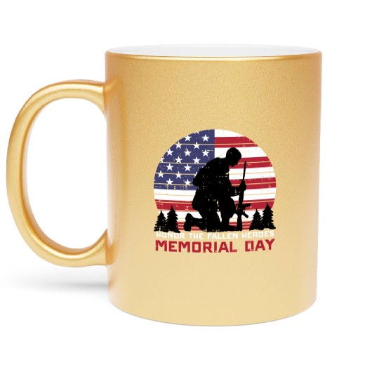 Honor The Fallen Heroes Memorial Day Us Flag Metallic Mugs