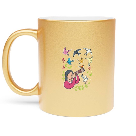 Bird Birdwatching Birdwatcher Metallic Mugs