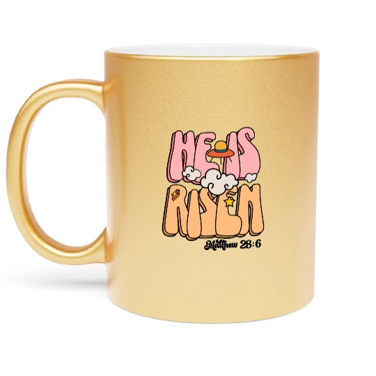 He Is Risen Modern Christian Easter Metallic Mugs