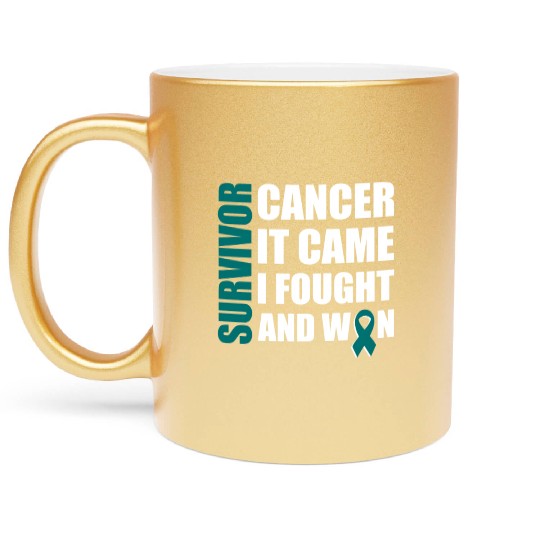 Ovarian Cancer Fight Cancer Ribbon Metallic Mugs
