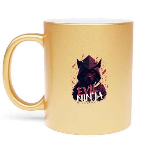 Powerful Boston Terrier Dog Ninja Metallic Mugs