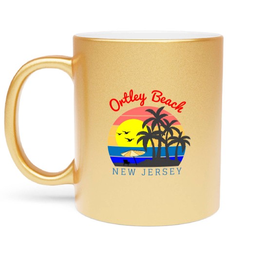 Ortley Beach New Jersey Beach Sunset Metallic Mugs