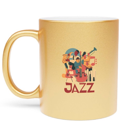 Jazz Musicians Orchestra Playing On Stage Smooth J Metallic Mugs