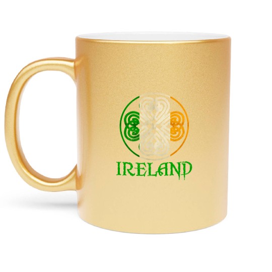 Celtic Knot Clover Ireland St Paddys Day Irish 202 Metallic Mugs