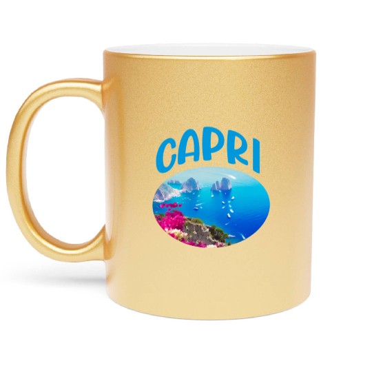 Cruise Capri Italy Ferry Turquoise Sea Cruising Is Metallic Mugs