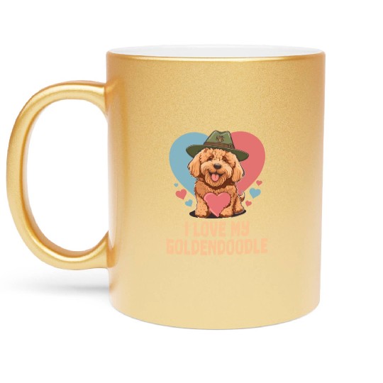 I Love My Goldendoodle Dog Dad Doodle Mama Cute Metallic Mugs
