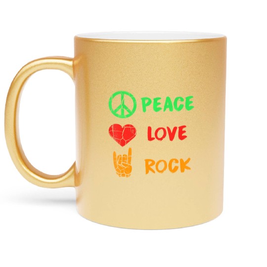 Peace Love Junenth Independence Day Freedom Black Metallic Mugs