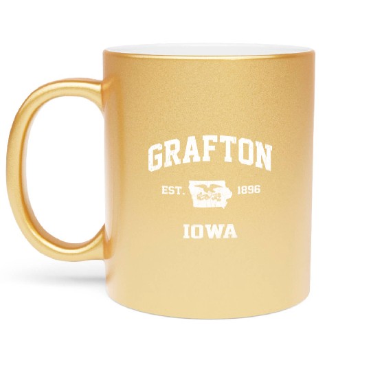 Grafton Iowa Ia State Athletic Style Metallic Mugs