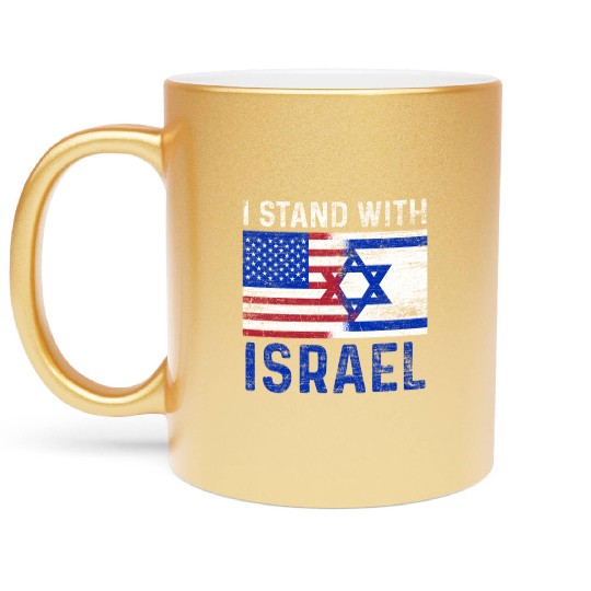Us Flag I Stand With Israel Metallic Mugs