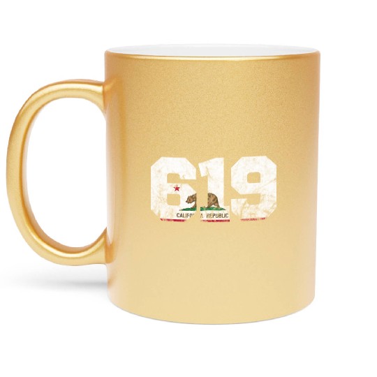 Area Code 619 San Diego California Metallic Mugs
