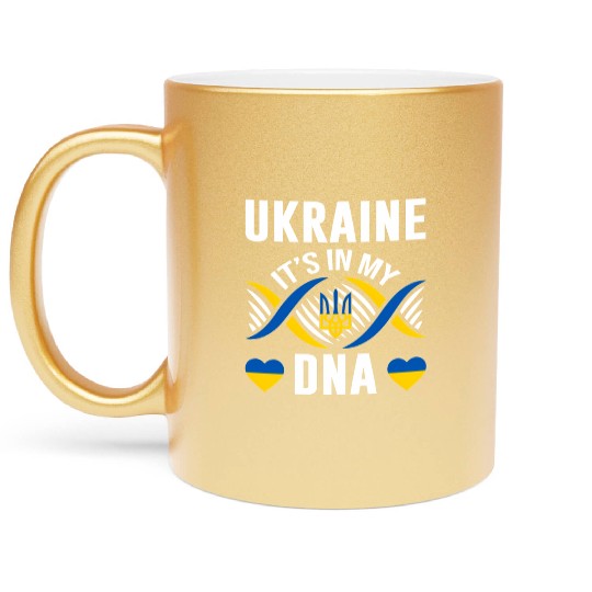 Ukraine Is In My Dna Ukrainian National Pride Flag Metallic Mugs
