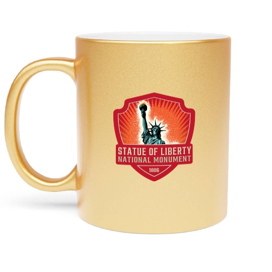 statue of liberty national monument Metallic Mugs