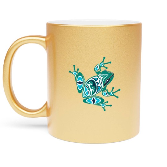 Native American Indian Style Frog Pacific Northwes Metallic Mugs
