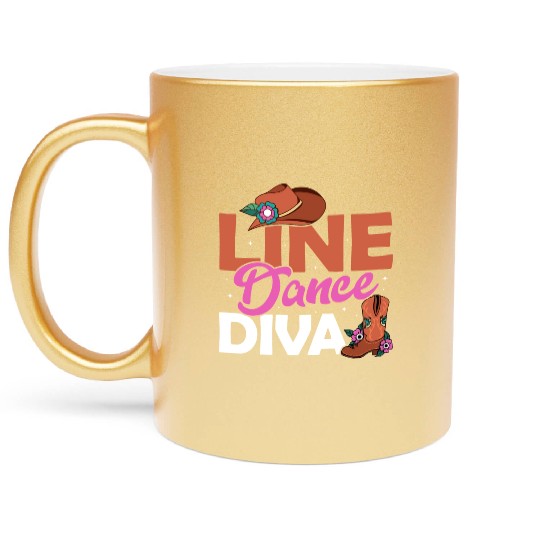 Line Dance Diva Country Music Western Metallic Mugs