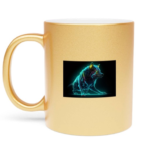 Neon Moon Wolf Metallic Mugs