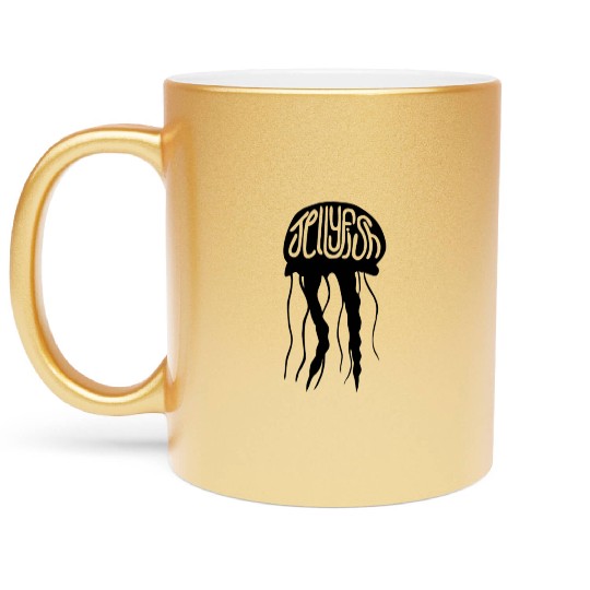 Black Jellyfish Metallic Mugs