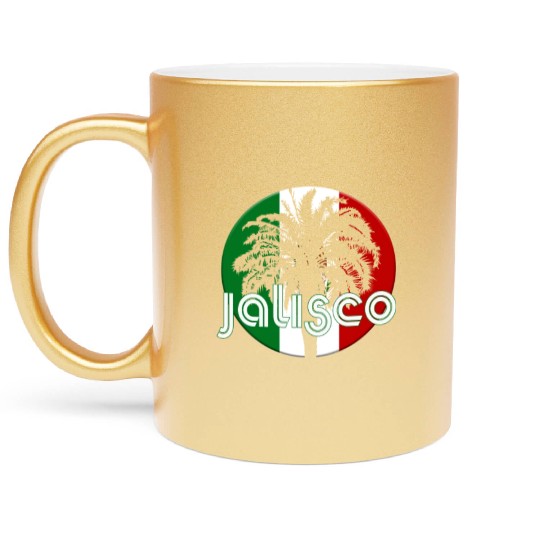 Jalisco Mexico Flag Native Palm Tree Mexican Metallic Mugs