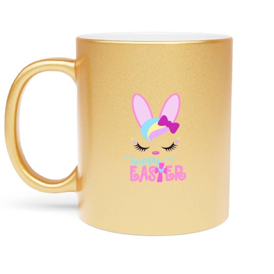Happy Easter Bunny Sleeping Face Christian Metallic Mugs