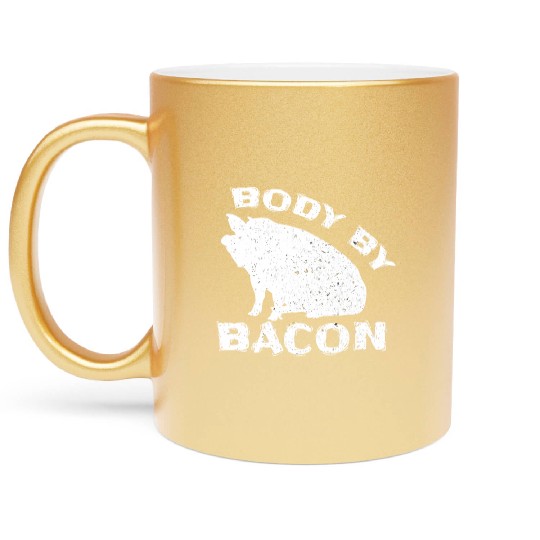 Famer Body By Bacon Pig Bbq Pun Metallic Mugs