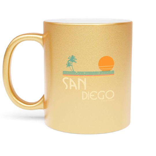 San Diego California Sunset Palms Metallic Mugs