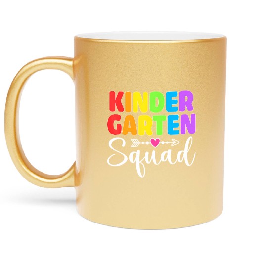 Kindergarten Squad Teacher Student Team Back To Sc Metallic Mugs