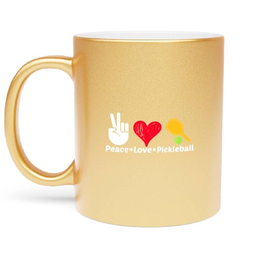 Paddleball Sports Mom Dad Retirement Peace Love Pi Metallic Mugs
