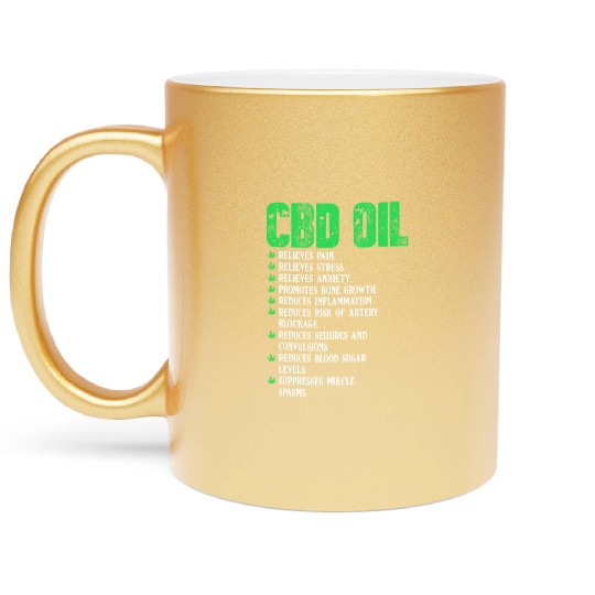 Cbd Oil Healthy Lifestyle Facts Promarijuana Metallic Mugs