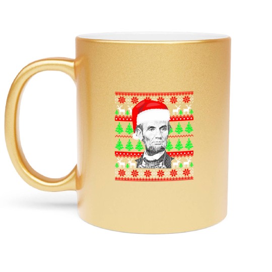 Abraham Lincoln Santa Ugly Metallic Mugs