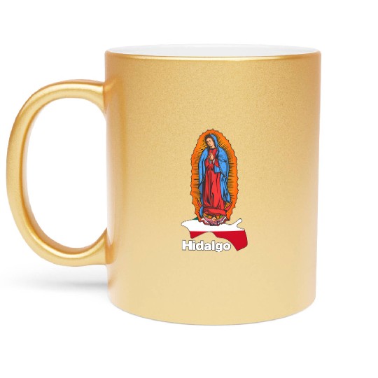 Virgen De Guadalupe With Hidalgo Mexico Metallic Mugs