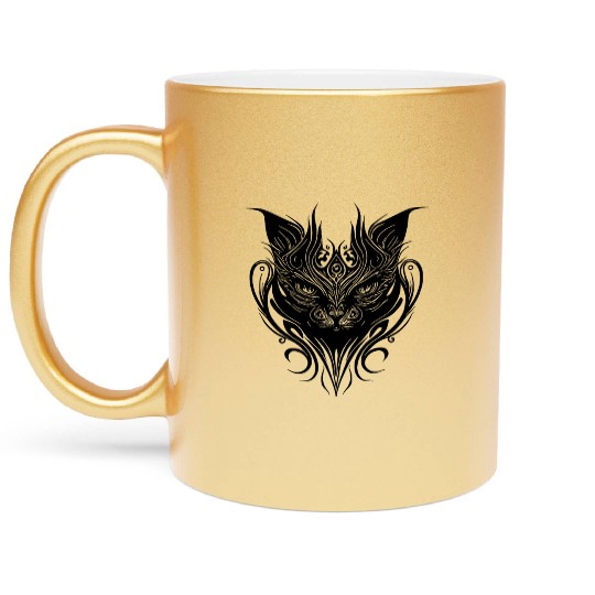 Tattoo Cat In Geometric Lines Style Metallic Mugs