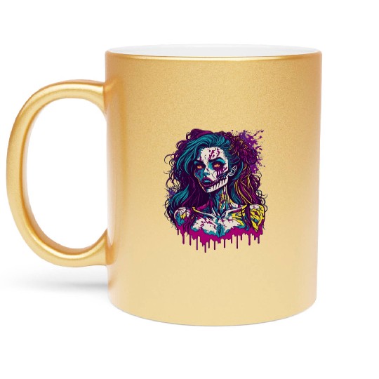 Zombie Girl Metallic Mugs