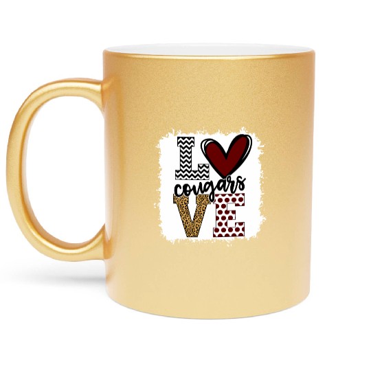 Cougars Mascot Love School Spirit Fantastic Metallic Mugs