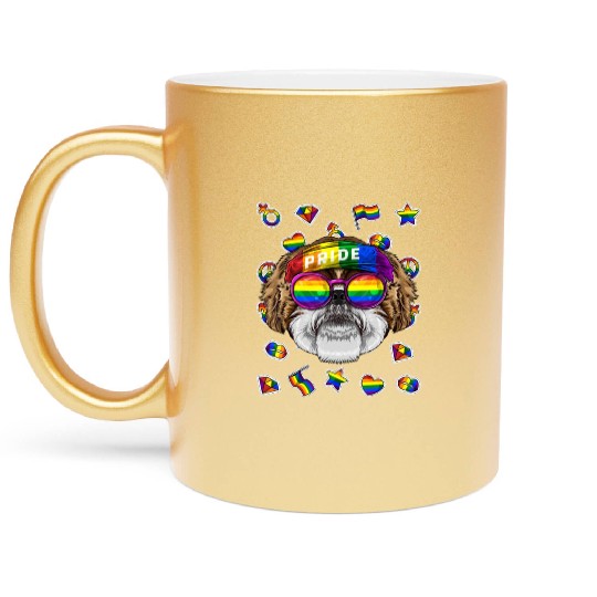 Lgbt Shih Tzu Gay Pride Month Dog Rainbow Lesbian Metallic Mugs
