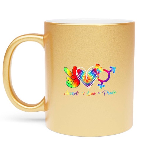 Peace Love Pride Rainbow Tie Dye Gay LGBT Pride Metallic Mugs