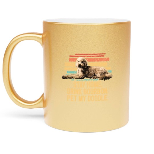 Pet My Doodle Retro Goldendoodle Dog Dad Doodle Metallic Mugs