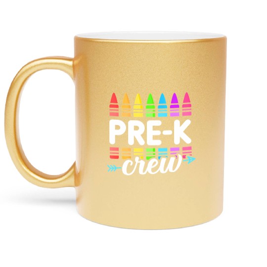 Pre-K Crew Teacher Team Squad Hello Back School Gr Metallic Mugs