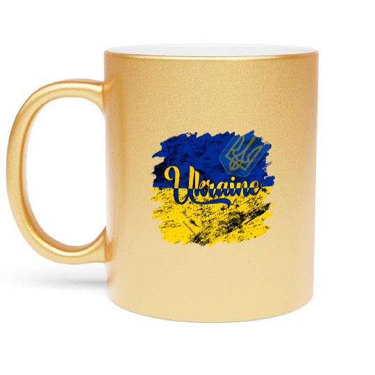 Ukraine Ukrainian Flag I Stand With Ukraine Pride Metallic Mugs
