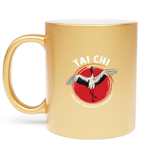 Tai Chi Crane Balance Tranquility Strength Qigong Metallic Mugs
