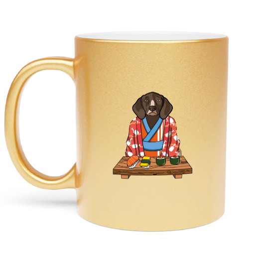 Kawaii Japanese German Shorthaired Pointer Kimono Metallic Mugs