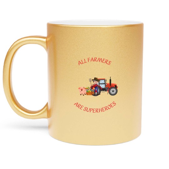 All farmers are superheroes Metallic Mugs