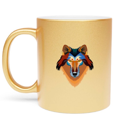 Orange wolf Metallic Mugs